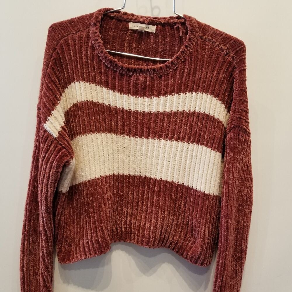 LA Hearts Crop Sweater Cozy Boxy Warm Knit Sweater Blush Cream Women's Size S